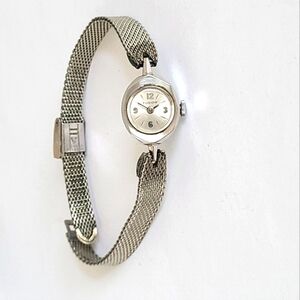 Vintage Ladies Tudor Manual Wind Up Silver Tone Steel Sleek Thin Strap Watch